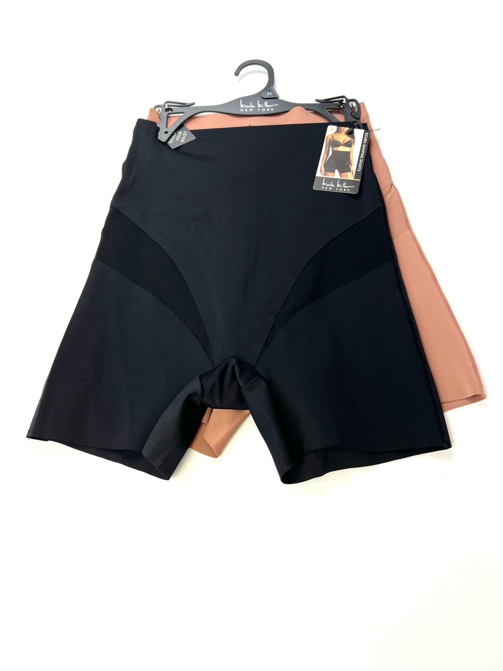 Sz M Nicole Miller New York 2 Scuba Shaping Shorts Hi Waist Control Power Mesh - Picture 3 of 8